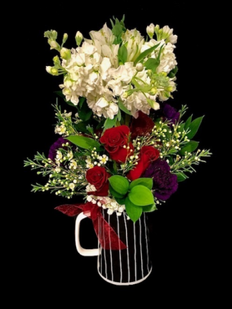 Topiary Bouquet Ceramic with Alstromeria & Mix