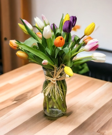 Touch of 24 Tulips - 843 - colours may vary  Vase arrangement 