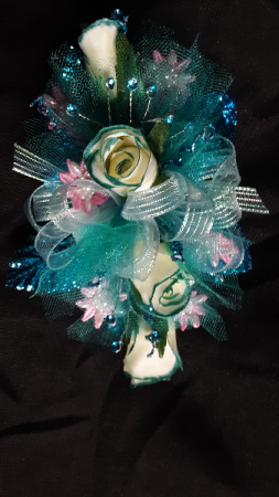 Touch of Teal wrist corsage