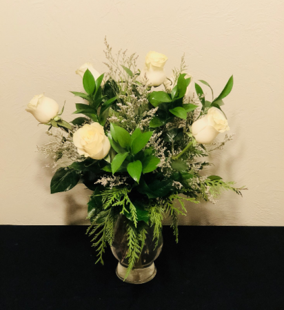 Touch of Winter Half Dozen Rose Arrangement