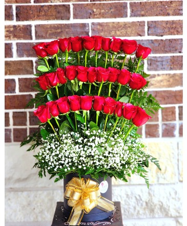 Tower of Heavenly Red Roses  in Vacaville, CA | Vior Floral Art