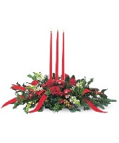 Traditional 3 Candle Centerpiece Christmas Centerpiece with Red Candles