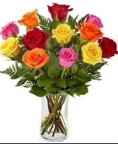 Bright Mixed Roses ON SALE Vase