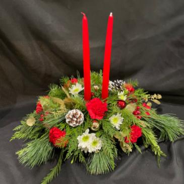 Traditional Christmas Centerpiece (Two Candles) in Red Lake, ON | FOREVER GREEN GIFT BOUTIQUE