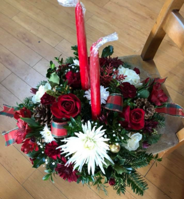 Traditional Christmas Custom Centerpiece in Bristol, VT | Scentsations Flowers & Gifts