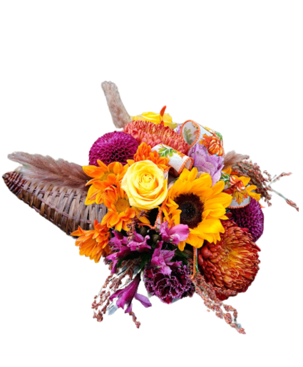 Traditional Harvest Dinner Cornucopia Flowers Thanksgiving