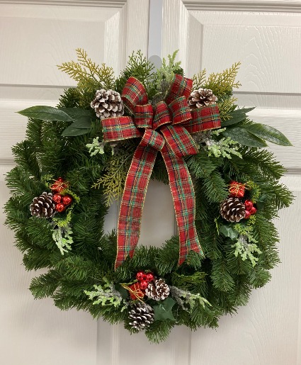 Traditional plaid wreath Permanent botanical 