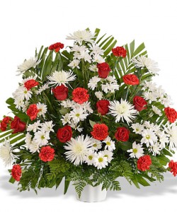 Traditional Red Funeral Arrangement