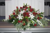 Traditional Red & White Casket Spray 