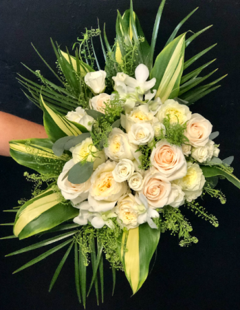 Traditional white with a Touch of Tropical Wedding Bouquet