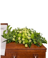 Tranquil Oasis Casket Spray with Roses Sympathy Arrangement