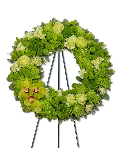 Tranquil Oasis Wreath Sympathy Arrangement
