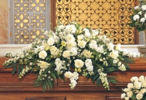 Tribute In White Casket Spray SY120