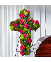 Tribute Rose Floral Cross 