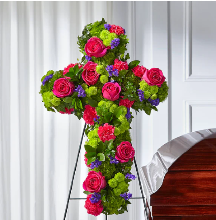 Tribute Rose Floral Cross 