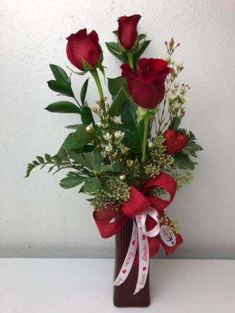 Trio Of Love Vase Arrangement In North Bend Or Petal To The Metal Flowers