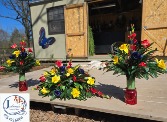 Trio Silk Cemetery Set all include solar light  