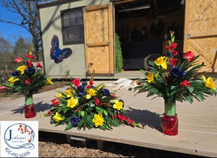 Trio Silk Cemetery Set all include solar light  