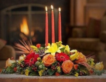 Triple Candle Thanksgiving Centerpiece   in Wichita, KS | FLOWER FACTORY FLOWERS