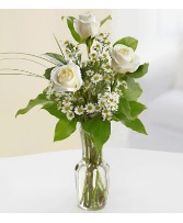 Triple White Rose Vase