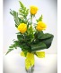 TRIPLE YELLOW CHARMER ROSES VASED