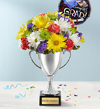 Trophy Bouquet Graduation Floral Arrangement