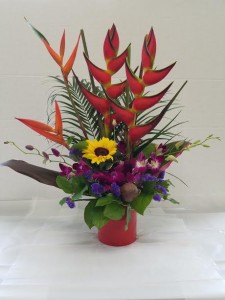 Tropical Arrangement Heleconia, Ginger, Orchids, Sunflowers & More! in Clearwater, FL | FLOWERAMA