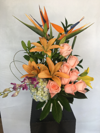 Tropical Arrangement in Ceramic Cube