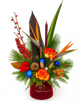 Tropical Christmas Luxe Velvet Box Arrangement