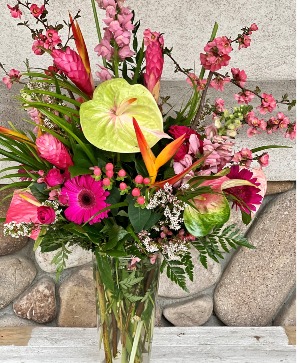 Tropical Flowers Vase Arrangement