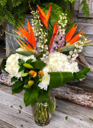 Tropical Garden Bouquet Arrangement in Vase