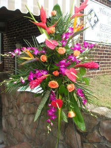 Tropical spray funeral flowers