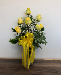 True Friendship 6 yellow roses in a vase