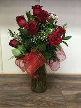 Classic Red Roses  vase arrangement 