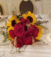 True Love Roses And Sunflower Bouquet