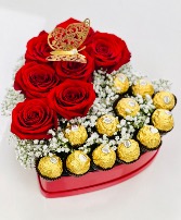 True Love  Roses with chocolates in a box 