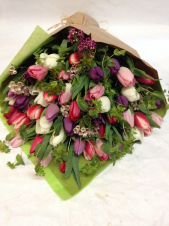 Tulip Explosion! Loosely Wrapped Flowers, Accents & Greens 