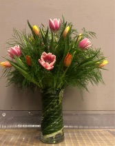 TuliPops Multi colored tulip arrangement