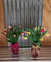 Tulips and Butterflies Vase Arrangement