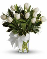 Tulips And Pine Arrangement