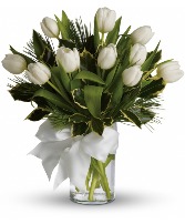 Tulips and Pine White Winter Flowers