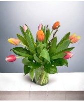 Tulips and Willow Vase Arrangement