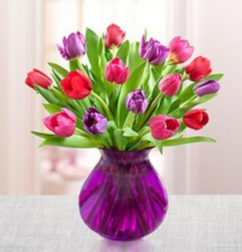 Tulips for Your Valentine - Purple Vase Arrangement