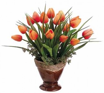 Tulips & Grass Arrangement-SILK BOTANICAL 