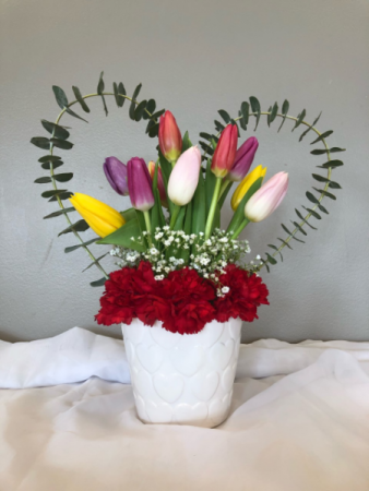 Tulips, One Heart  Valentine's Day Container 