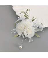 White Tulle Rose Boutonniere