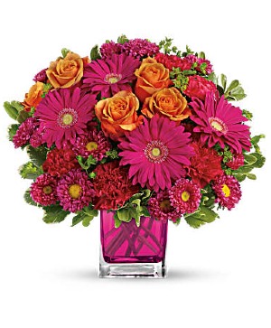 Turn Up The Pink Bouquet cube vase