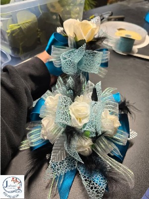 Turqui Wrist Corsage and Boutonniere  Silk Ensemble Set 