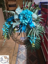 Turquoise Grapevine Wreath  