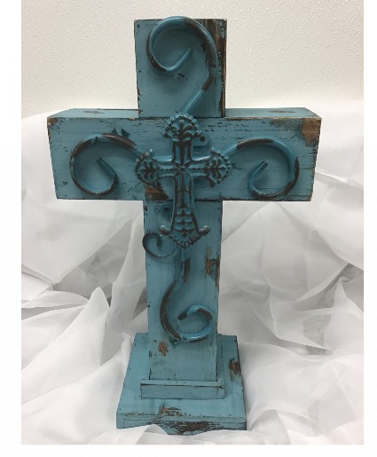 Turquoise wooden cross 
